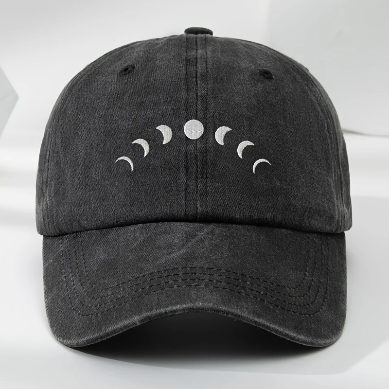 Creative Phase Embroidered Baseball Cap, Classic Washed Vintage Duckbill Hat, Outdoor Sports Casual Soft Top, Moisture-Absorbing