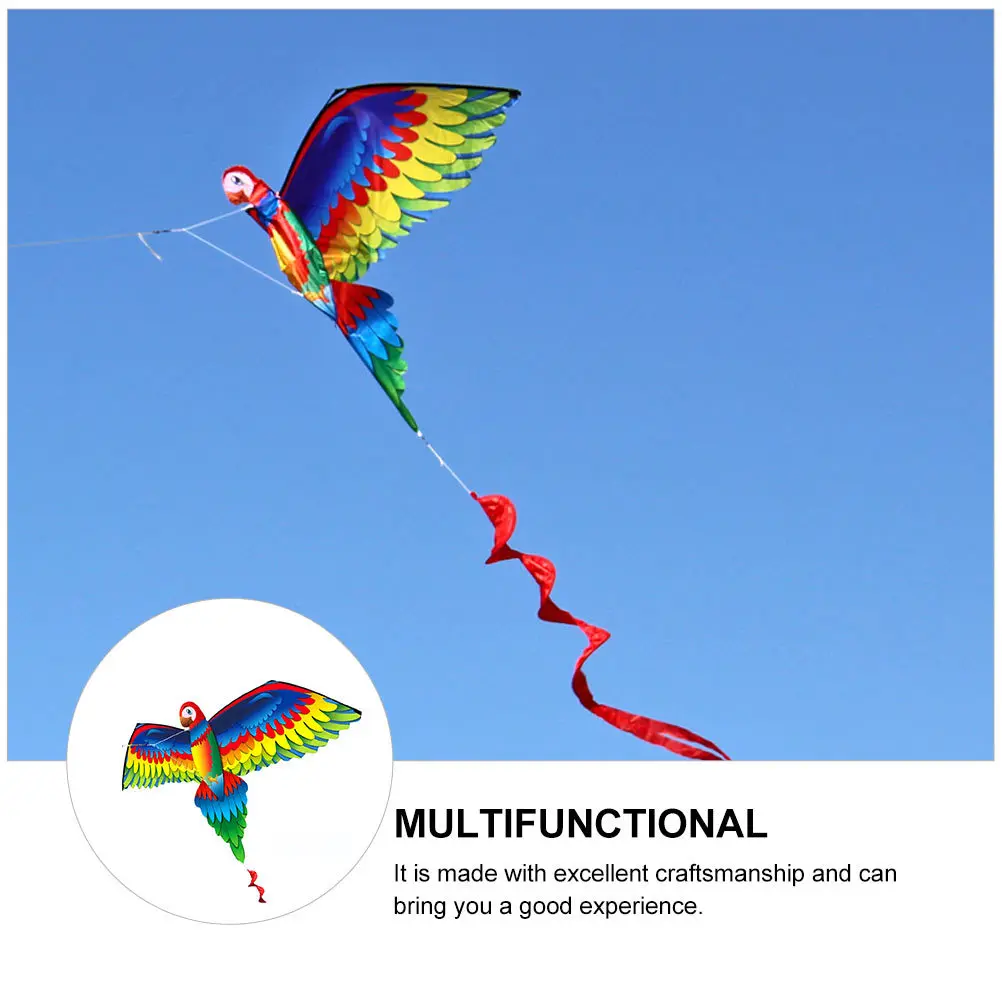 1 set 1 set grande pappagallo luminoso design del fumetto bambini all'aperto per parco pappagallo aquilone con coda lunga spiaggia coda lunga aquilone 3D