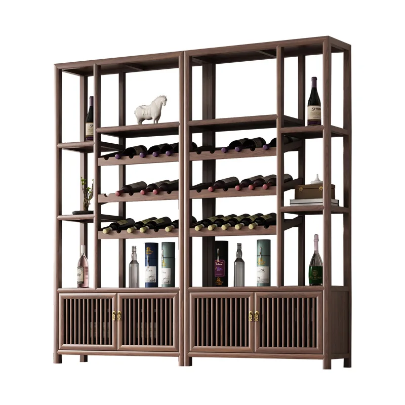 

New Chinese wine cabinet solid wood Bogu rack modern simple living room partition display cabinet antique tea room storage
