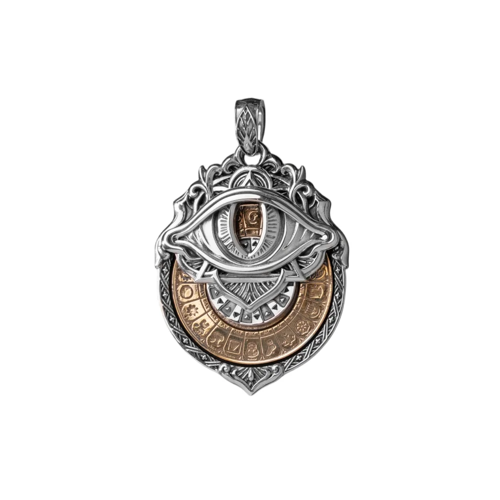 COPPERTIST.WU Tarot Vision Pendant White Bronze - All-Seeing Eye Necklace, Tarot Card Symbol Pendant, Mystic Divination Jewelry