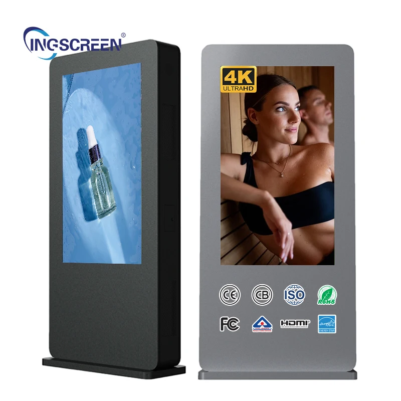Waterproof Smart Outdoor Standing Digital Signage with Remote Content Management IP65 Rated for Global Deployment Advertising