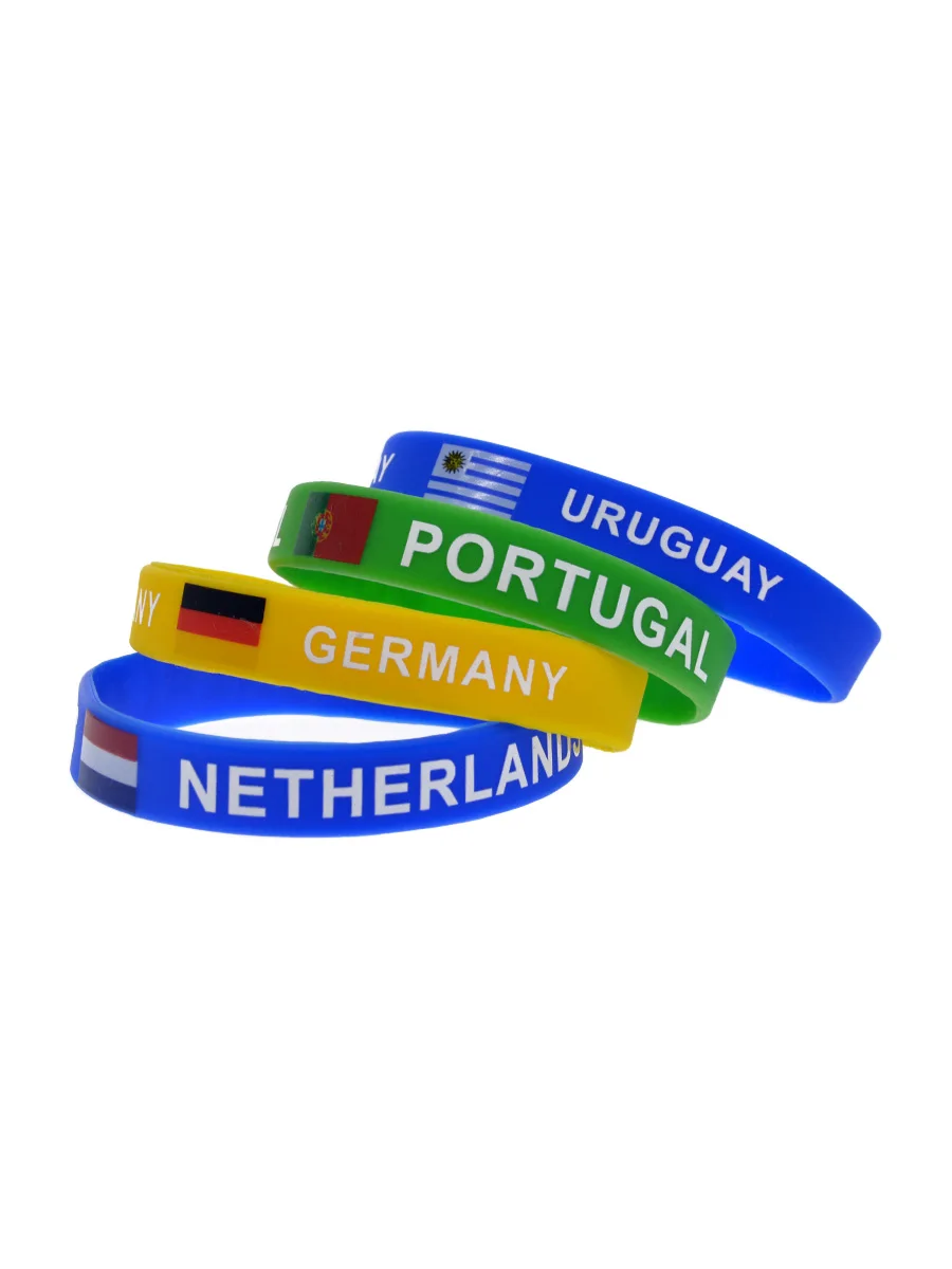 50 Stück Kombination aus Nationalflaggen verschiedener Länder, Silikonarmbänder, patriotisches Geschenk, Armband für Erwachsene. – Detail 11