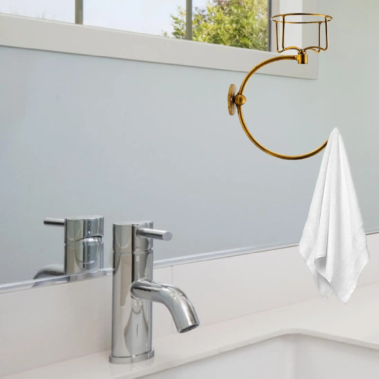 Handtuchring, Metall, schlicht, elegant, Wandmontage, Handtuch-Aufbewahrungsregal, Kerzenhalter, Dekor für Hotel, Zuhause, Badezimmer, Bauernhaus, Küche