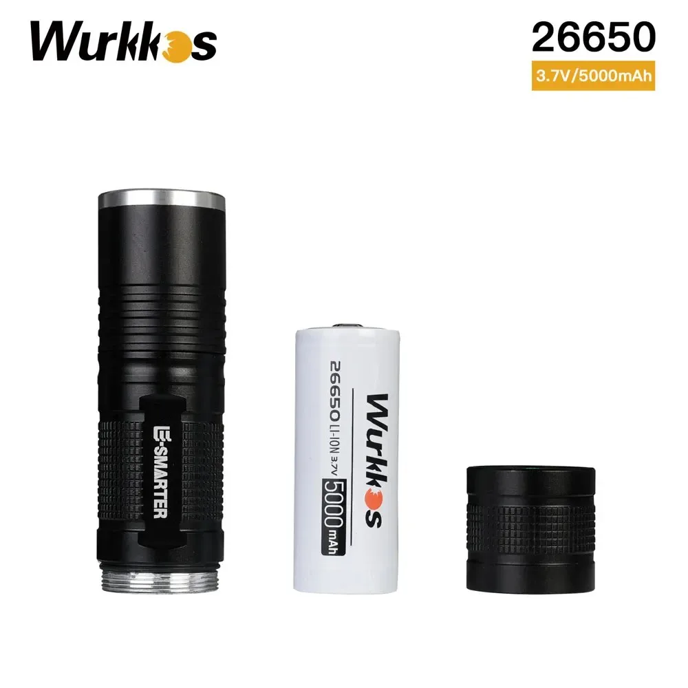 Wurkkos 3.7V 26650 5000mAh Battery Pointed 3C High Capacity Discharge Li-ion Rechargeable Batteries Flashlight(Zoom）as a gift