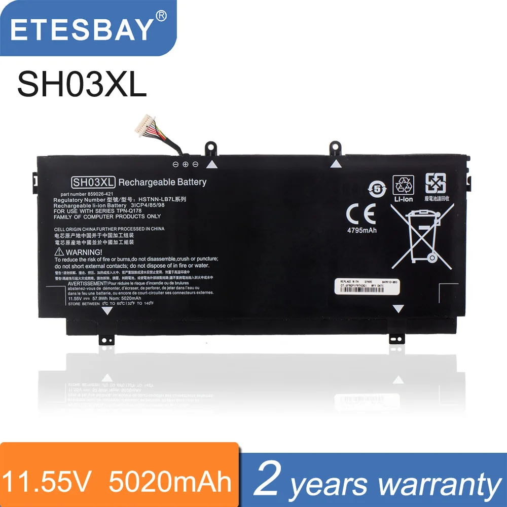 

Аккумулятор для ноутбука ETESBAY SH03XL 859026-421, совместимый с HP Spectre X360 13-AC033DX Series 13-AB001 13-AB099 13T-AB000