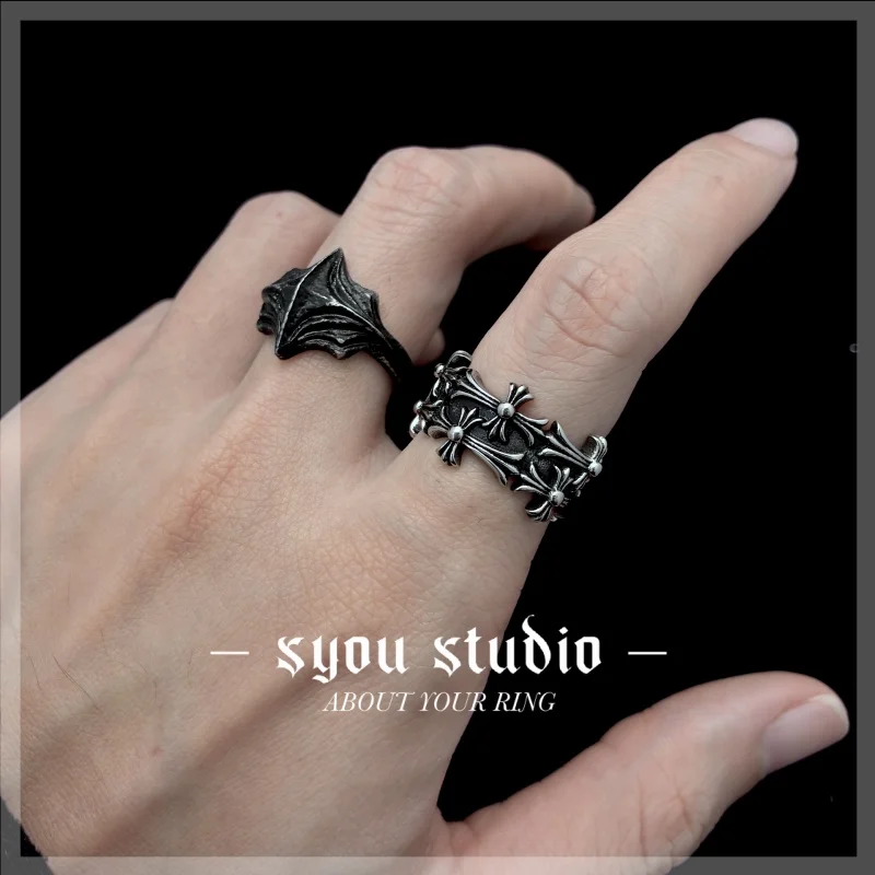 Geometric Distressed Cross Ring Stainless Steel Vintage Gift For Women Punk Jewelry Men Rings Wholesale