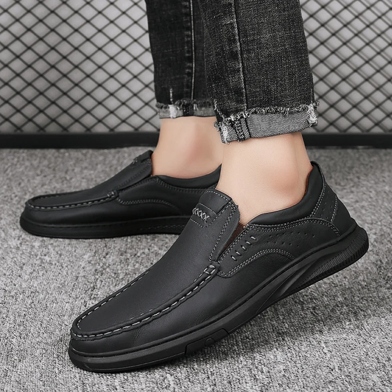 Sepatu kulit pria, buatan tangan baru Chunky Platform Retro sepatu kerja musim gugur sepatu Derby Street Highstreet Low Top pria datar kasual 2023