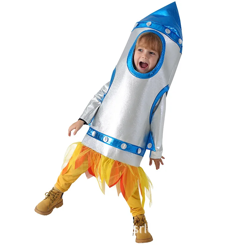 Costume de cosplay de fusée spatiale pour enfants, costume d'astronsomspacesuit, représentation d'Halloween, scène spatiale