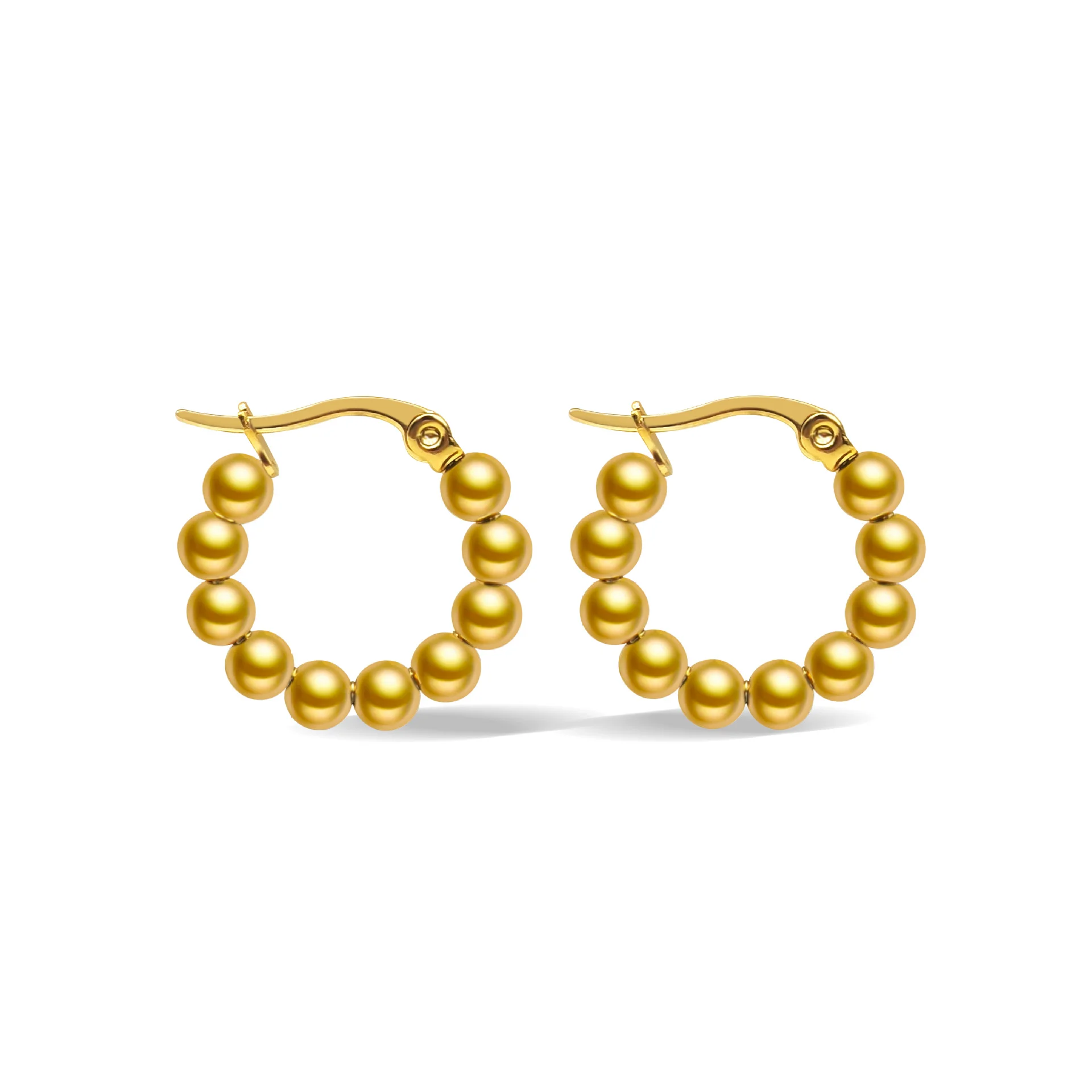 A pair of fashionable round stainless steel earrings for ladies, high-end and simple, European and American trend girls, elegant