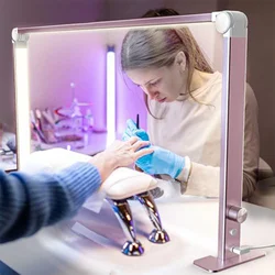 Lámpara LED de media luna para uñas, lámpara de belleza de uñas regulable, extensión de pestañas, lámpara de escritorio de lectura plegable, luz de relleno, lámpara de mesa de atenuación