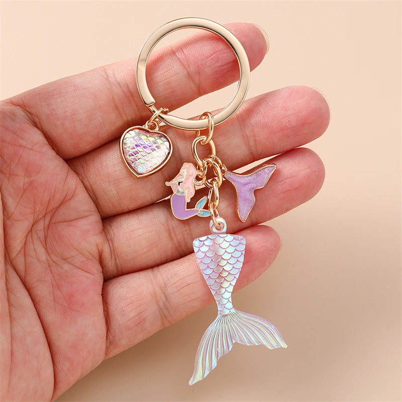 Nette Fischschwanz Herz Schlüsselanhänger für Auto Schlüssel Frauen Männer Sommer Strand Handtasche Anhänger Schlüsselanhänger Zubehör DIY Schmuck Geschenke – Detail 4