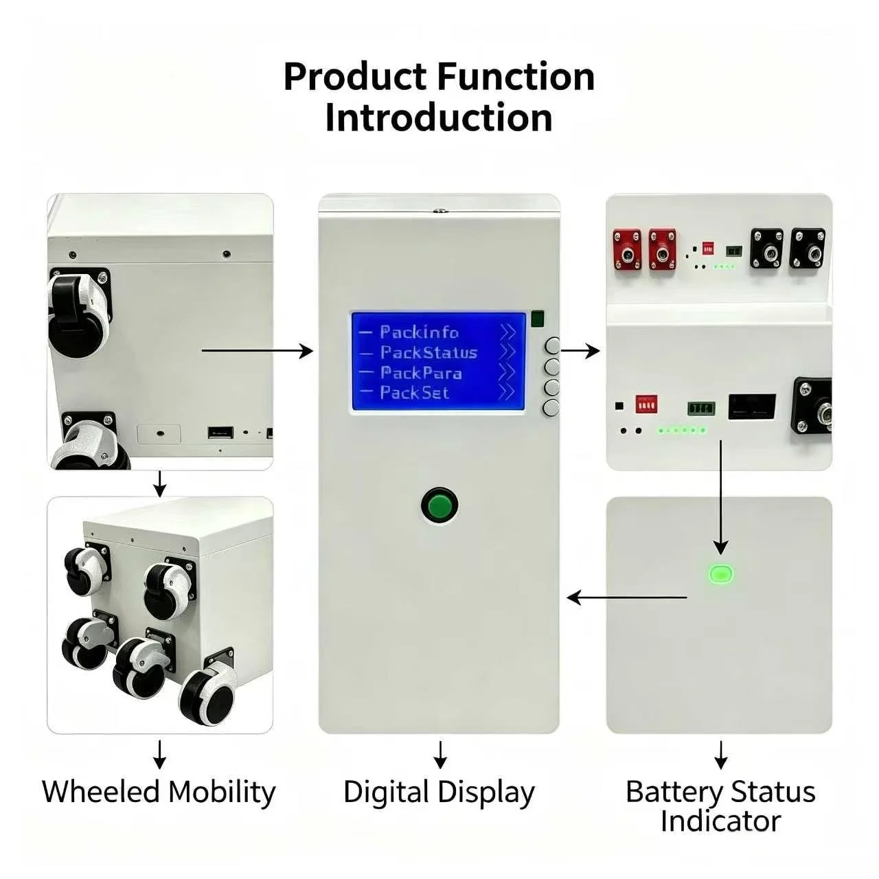 48v 200Ah 100AH 150Ah 48v 400Ah 500Ah Lifepo4 Lithium Batterry CAN RS232 RS485 For Solar Energy Storage System With Wheels