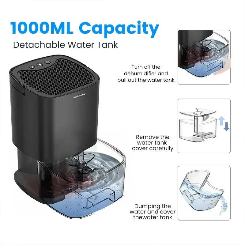 

For Home Room Office Kitchen Moisture Absorbers Machine Anti Humidity Air Dryer 1000ML Air Dehumidifier with Basic Air Filter