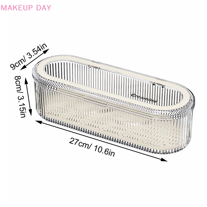 Dust-proof Wearing Storage Box Transparent Stripe Rectangular Cover Handmade Nail Sheet Dressing Table Top Sealed Nail Display