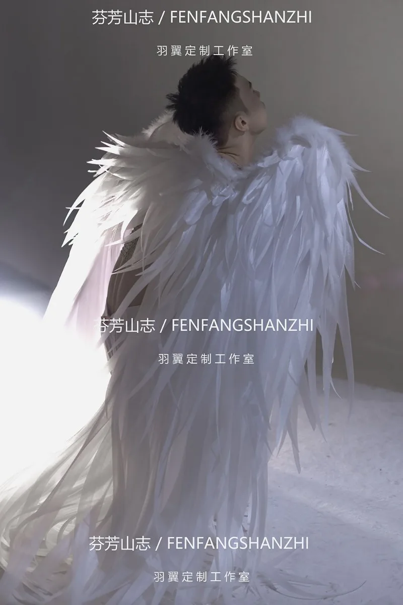 White Feather Wings Halloween Model Catwalk Costume Accessories Super Wings Nightclub Stage Performance Props