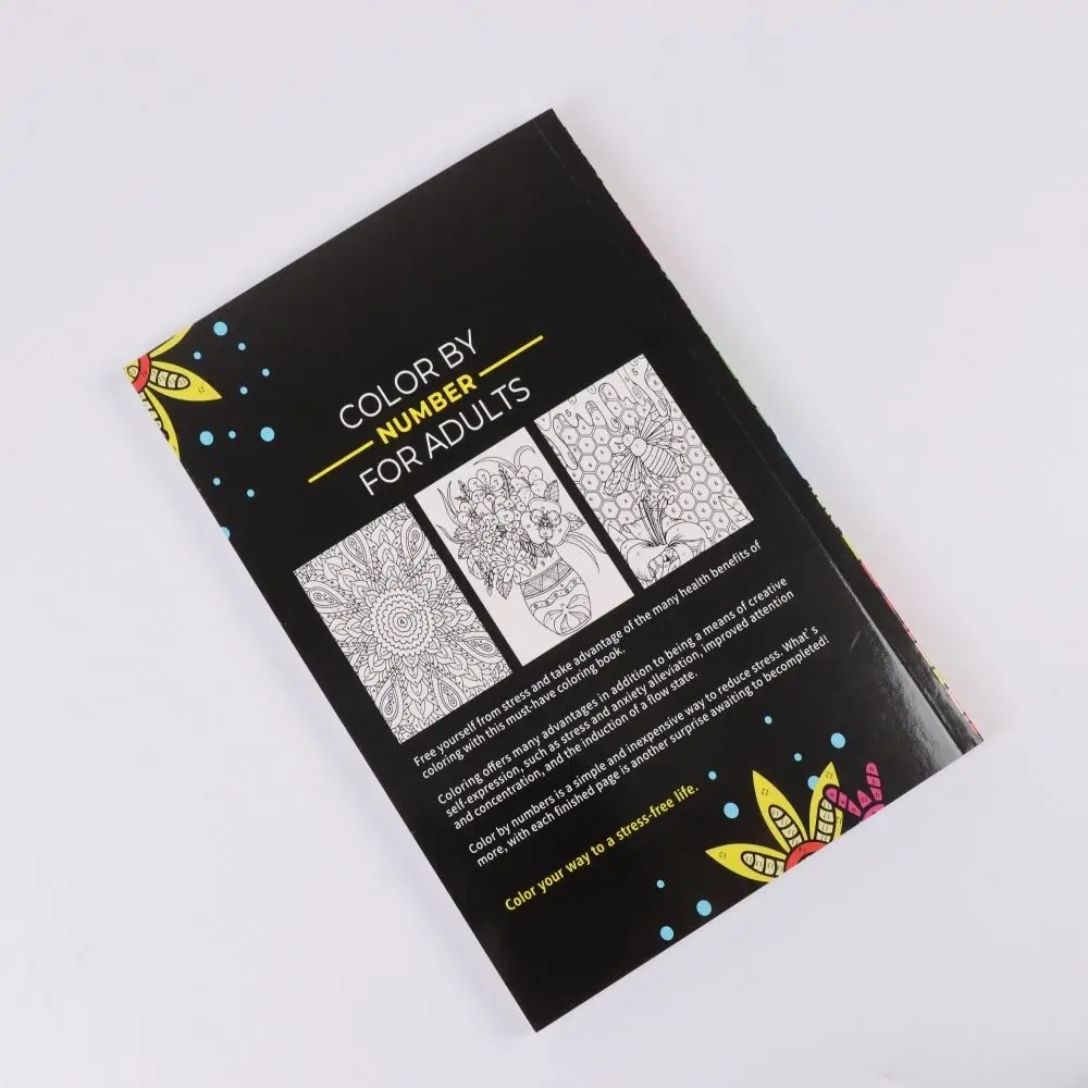 80 Pages Color By Number for Adult Unique Background Stress Relief Coloring Book Anxiety Therapy Drawing Painting Book