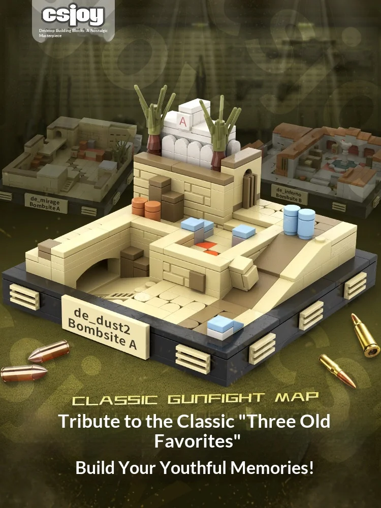 CS2 Mirage Dust2 Inferno Map Building Block Model Asiimov Vulcan AK47 CSGO Game Scene Collectible Decoration Gift FPS Game Fans