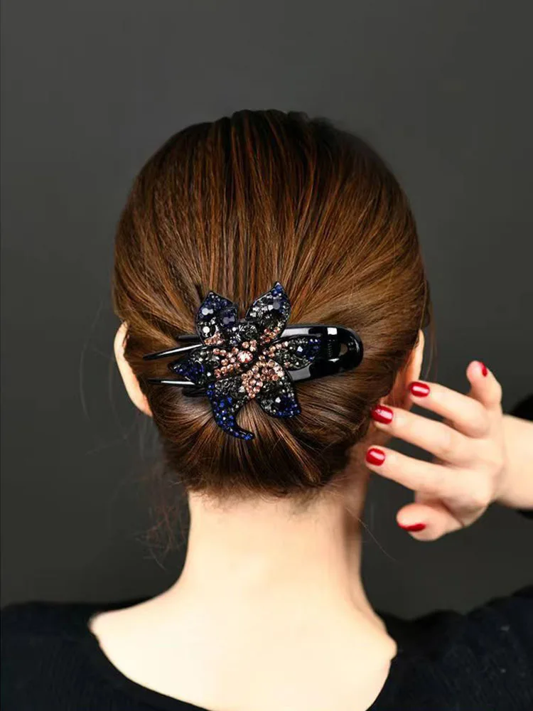 Balsamic elegant sparkly crystal flower decorative barrettes stylish hair combs for women and girls to wear