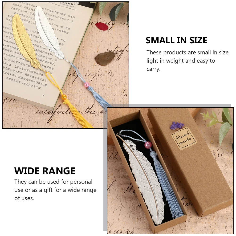 

2pcs Metal Bookmarks Silver Gold Tassel for Books Page Markers Reading Use Iron Bookmarks Deluxe Gifts Student Supplies