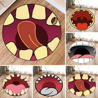 Funny Teeth Printing Round Carpet for Living Room Bedroom Kitchen Bathroom Hiking Floor Area Decor Mat Machine Washable Soft Rug