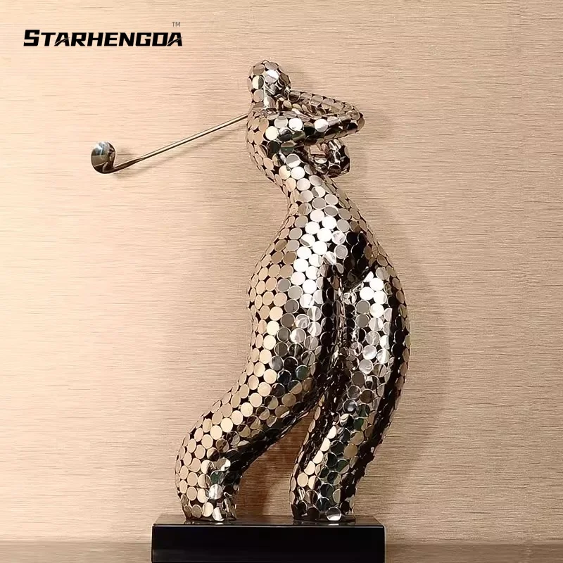 

Hotel lobby shopping mall Large sculpture real estate golf abstract figures soft decorative art stainless steel floor decoration