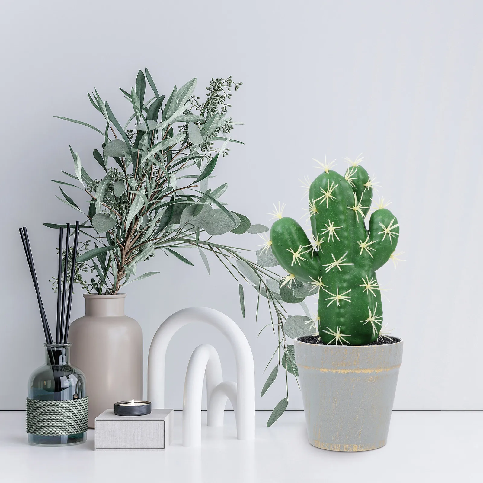 

Mini Simulation Cactus Bonsai Artificial Potted Plant Decor for Office Living Room Small Fake Succulent Ornament