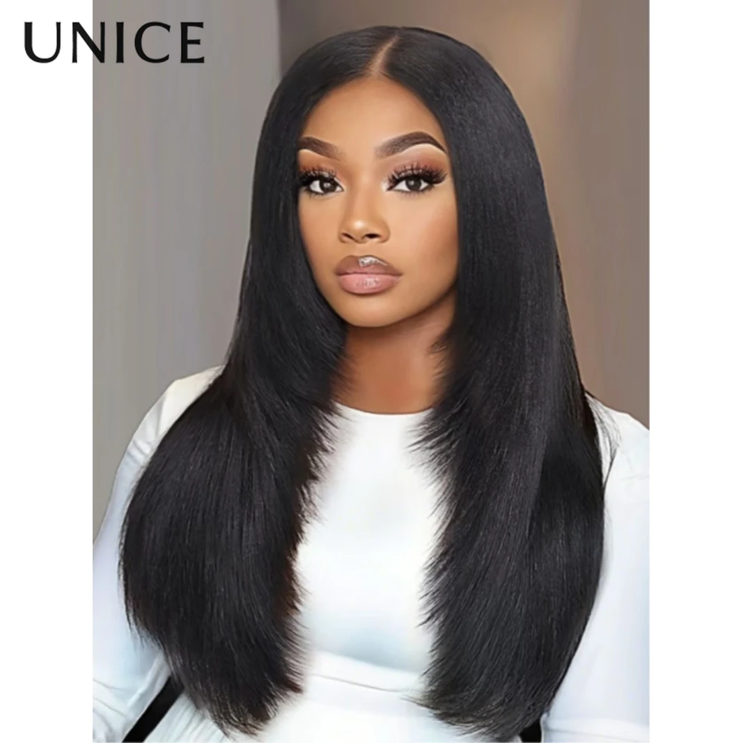 

UNice 13x4 Pre-Everything™ Lace Frontal Black Yaki Straight Layered Wig With Invisi Drawstring