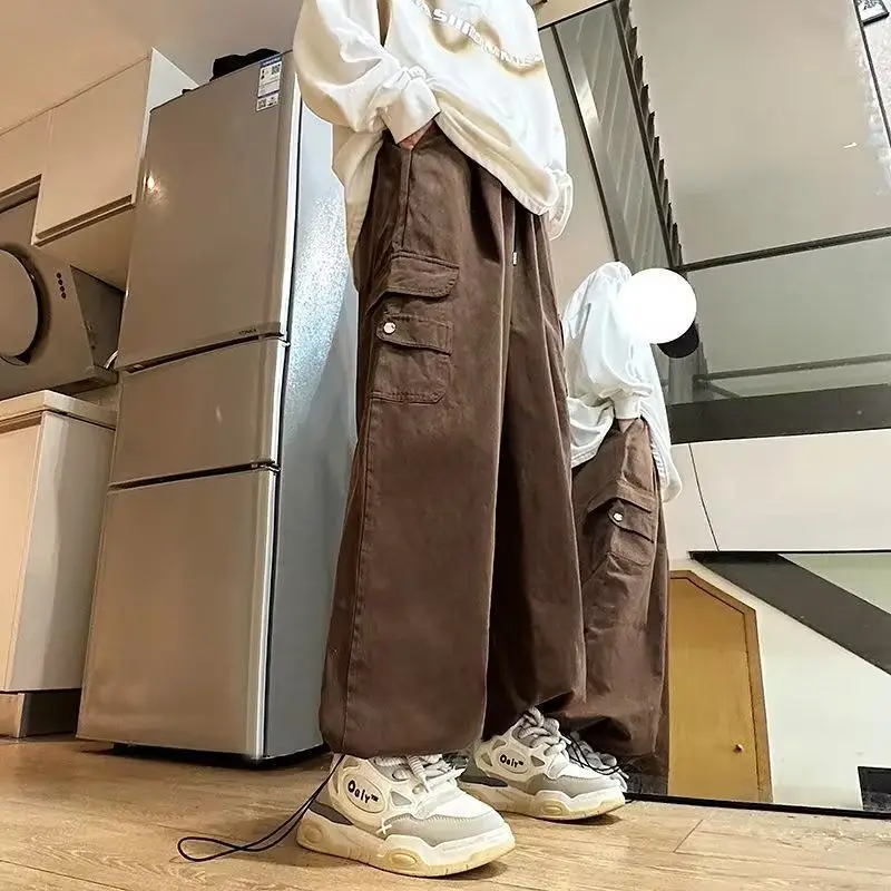 New Spring Summer Men's Retro Fashion Work Pants Men Ins Trendy Loose Straight Wide-leg Casual Versatile Daily LifeTrousers