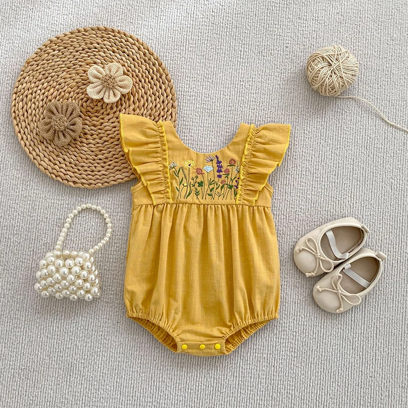 2026 Neue Sommerkollektion 0-24M Säuglings-Baby-Mädchen-Strampler Ärmellose Baumwoll-Bestickte Kleinkind-Mädchen-Bekleidung – Detail 3