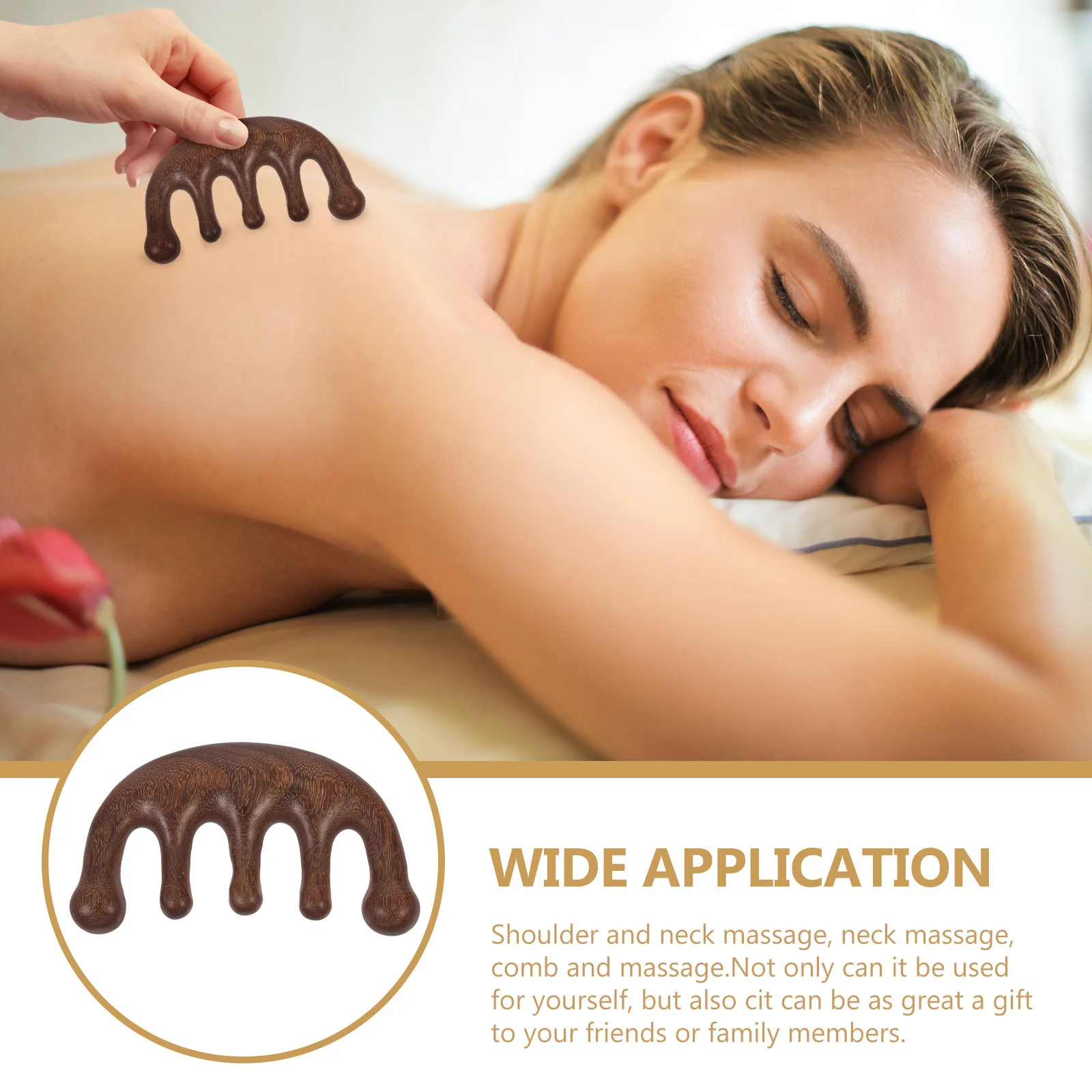Portable Wooden Massage Comb with Wide Teeth for Scalp and Body Acupoint Relief Tool for Improved Blood Circulation