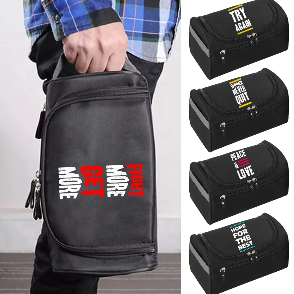 

Unisex Functional Hanging Cosmetic Bags Outdoor Travel Make Up Case Storage Necessaries Organizer Pouch Wash Bag Phrase Pattern