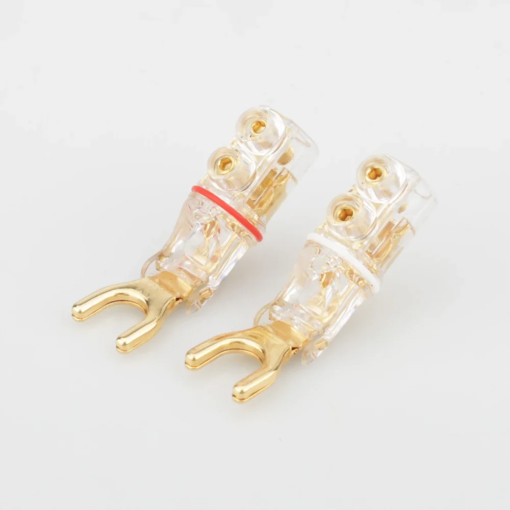 SY1503 4Pcs Hifi Audio Y Spaten Stecker Rhodium Überzog Reine Kupfer Lautsprecher Terminal Anschluss Hallo-end-Lautsprecher Kabel stecker Adapter