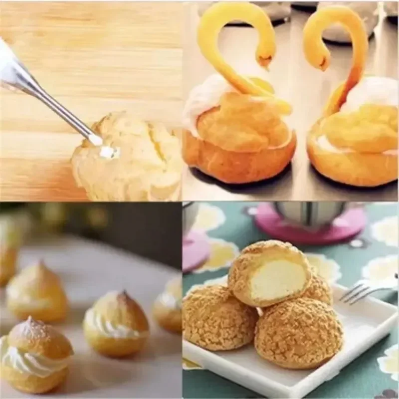 Hot Cream Icing Piping Nozzle Tip 1PC Stainless Steel Cupcake Puffs Injection Russian Syringe Puff Nozzle Tip Pastry Tool