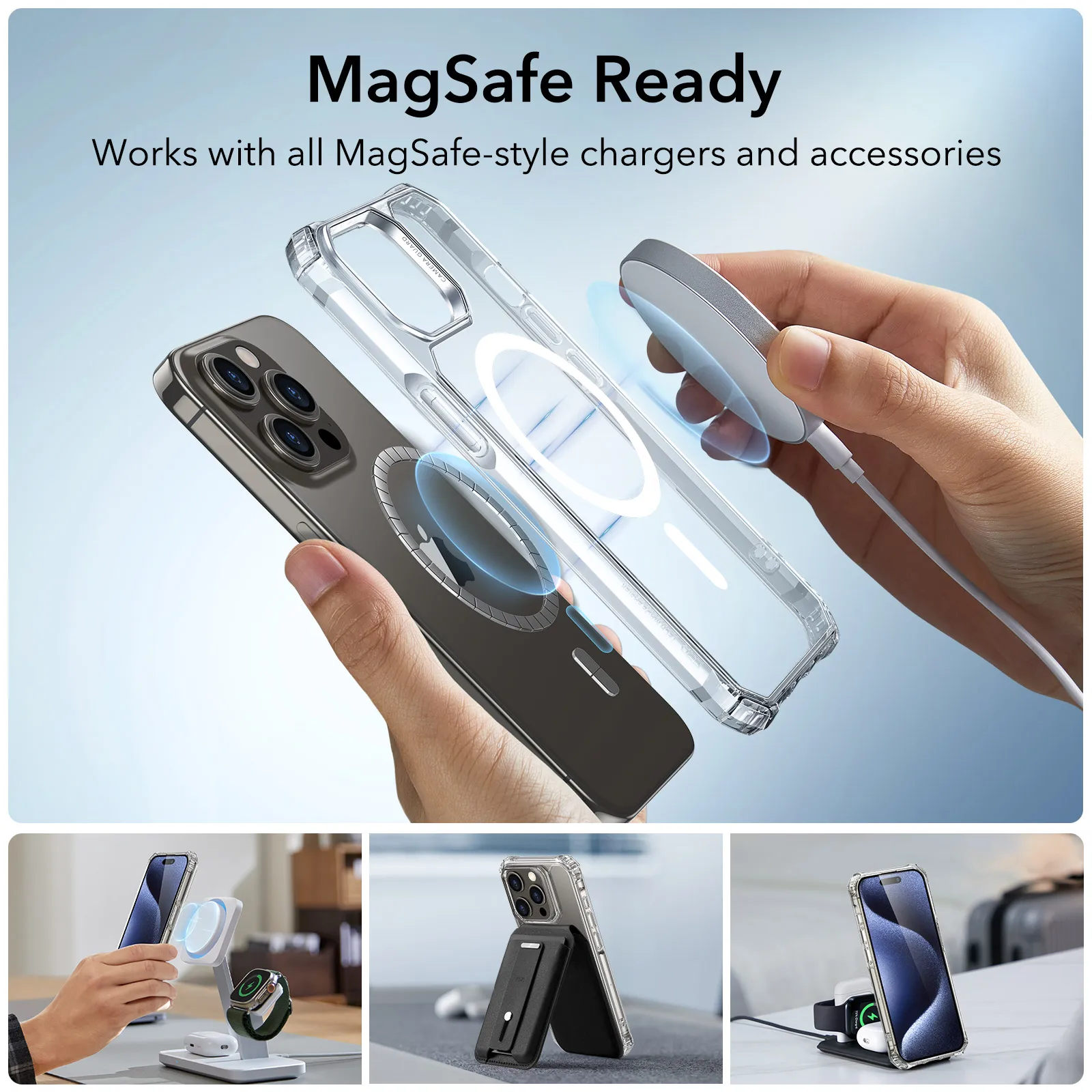 ESR for iPhone 15 Pro MagSafe Case with 2 Screen Protectors and Single Lens Protectors for iPhone 15 Pro Max Air Armor Case Set