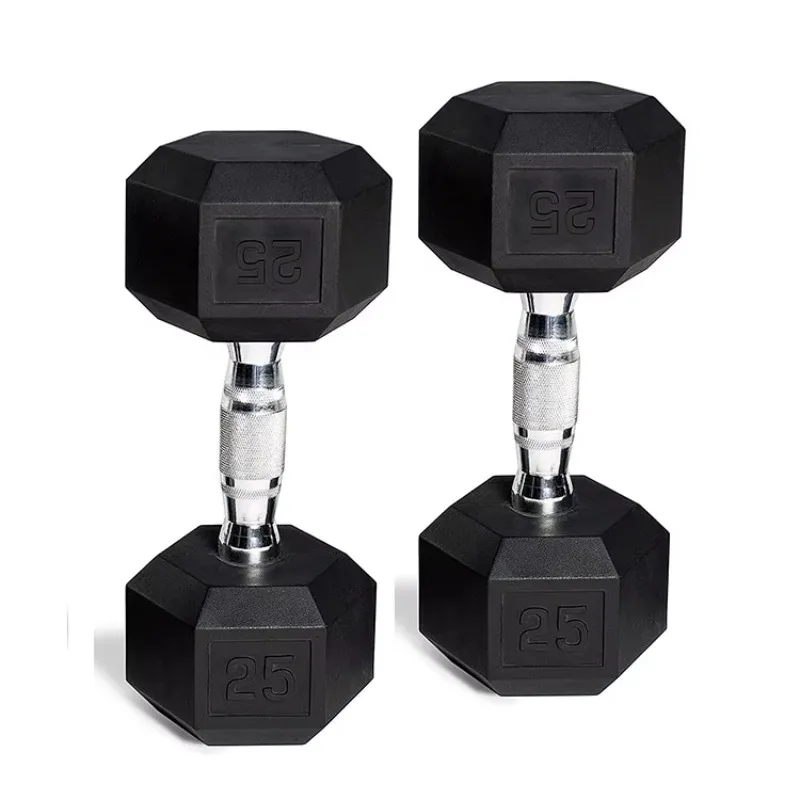 Hex Rubber Dumbbell Sets / Dumbbell Hexagon encapsulated dumbbell Men and women home exercise rubber solid 2.5kg