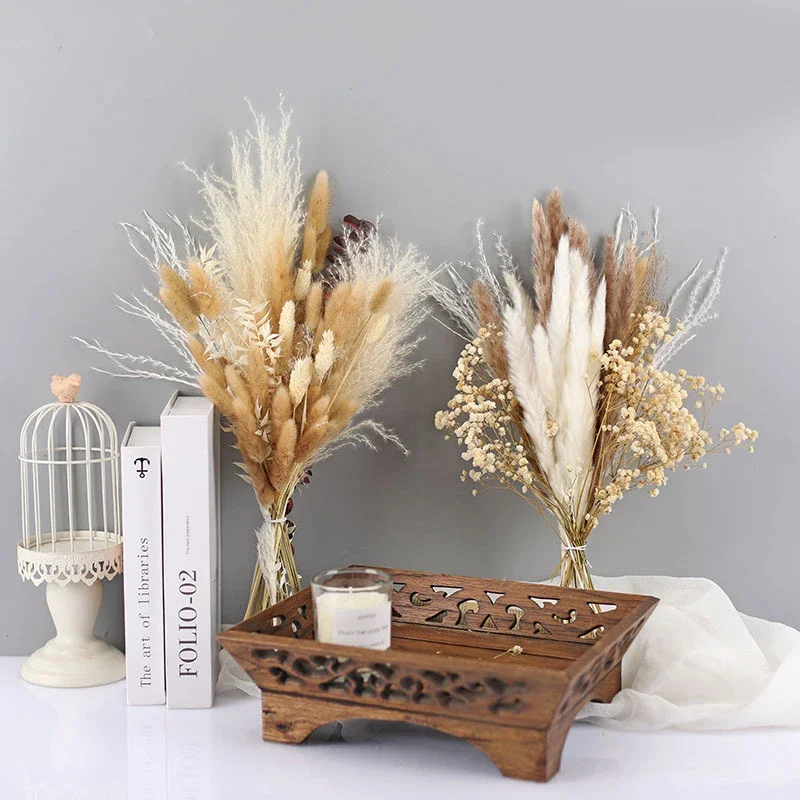 1 Set Wedding Flower Phragmites Reed Rabbit Tail Dried Flower Natural Pampas Grass Decor Christmas Home Living Room Decoration