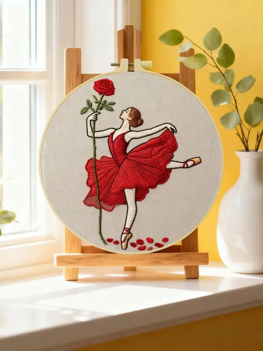 1 Stück 20X20CM/15X15CM 7,87/6,3 Zoll Stickerei-Starter-Kit für Frauen DIY-Kit Stickerei-Set Handarbeiten Malerei Nähen Kunst – Detail 6