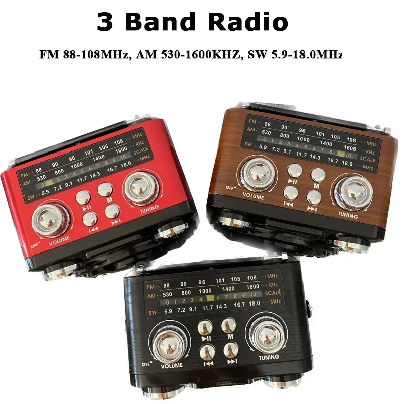 Mini Portable Radio Strong Signal Radio Receiver Bluetooth Speaker with Flashlight TF USB MP3 Music Player Rechargeable FM AM SW