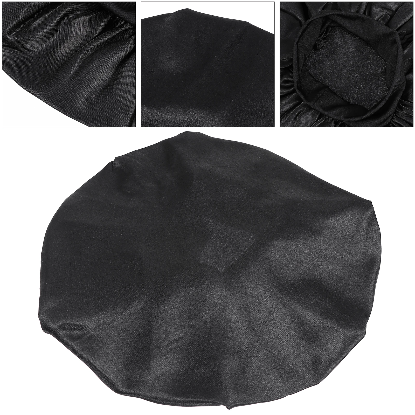 

High Elastic Hat Black Silk Bonnet Headband Fits Night Sleep Cap Night Sleep Hat Most Hair Protection Bath Cap