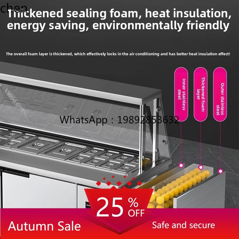 

ZZ slotted salad Taiwanese commercial workbench, fruit fishing console, pizza and cold dish display cabinet