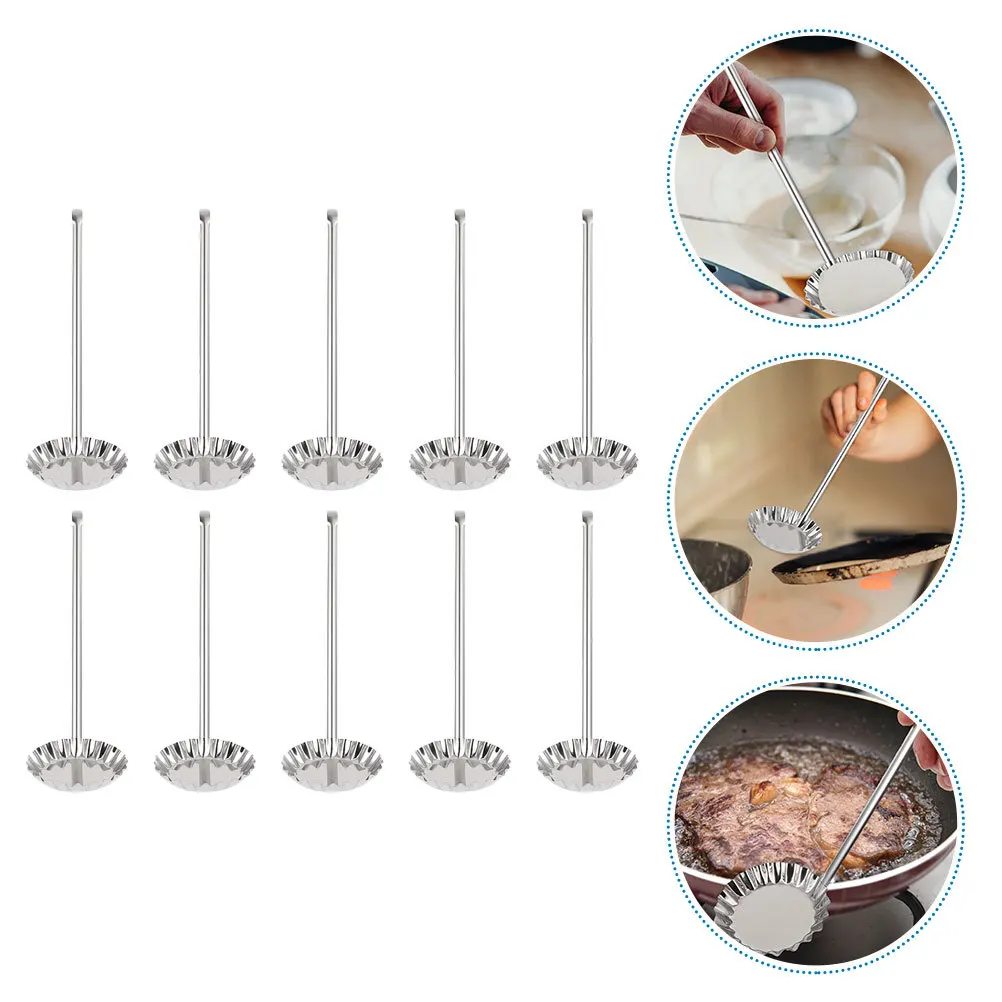 

10Pcs Stainless Steel Oil Dunnuzi Spoons Creative Long Handle Kitchen Utensils Meatball Maker Meat Pie Mold Radish Pancake Mold