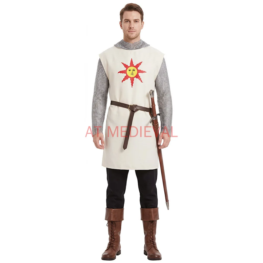 Dark Souls Solar cos costume Halloween medieval role-playing game Sun Warrior Crusader cosplay Fake Chain Mail tunic