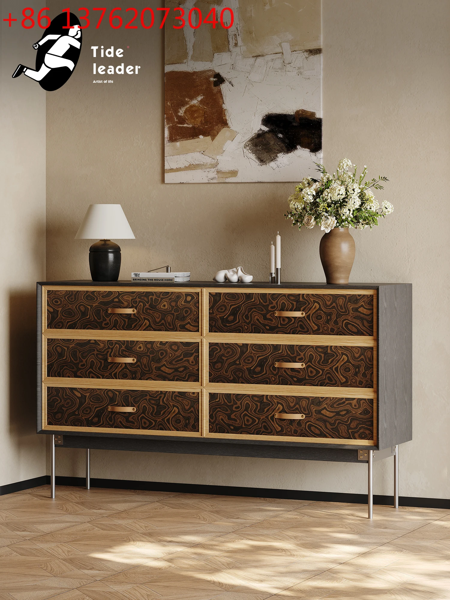 French retro art chest light luxury high-end bedroom wall storage cabinet