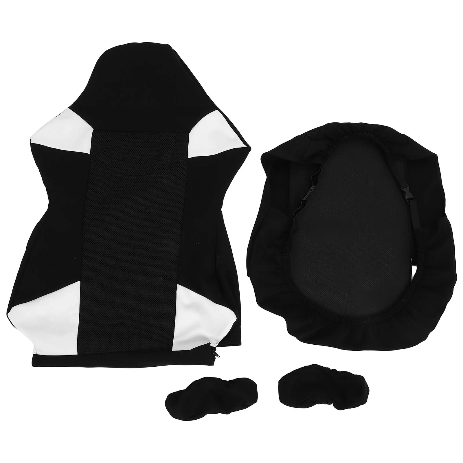 

1 Set Stretchable Gaming Chair Covers Black White Mesh Cloth Breathable Scratch Resistant Seat Backrest Armrest Protector Office