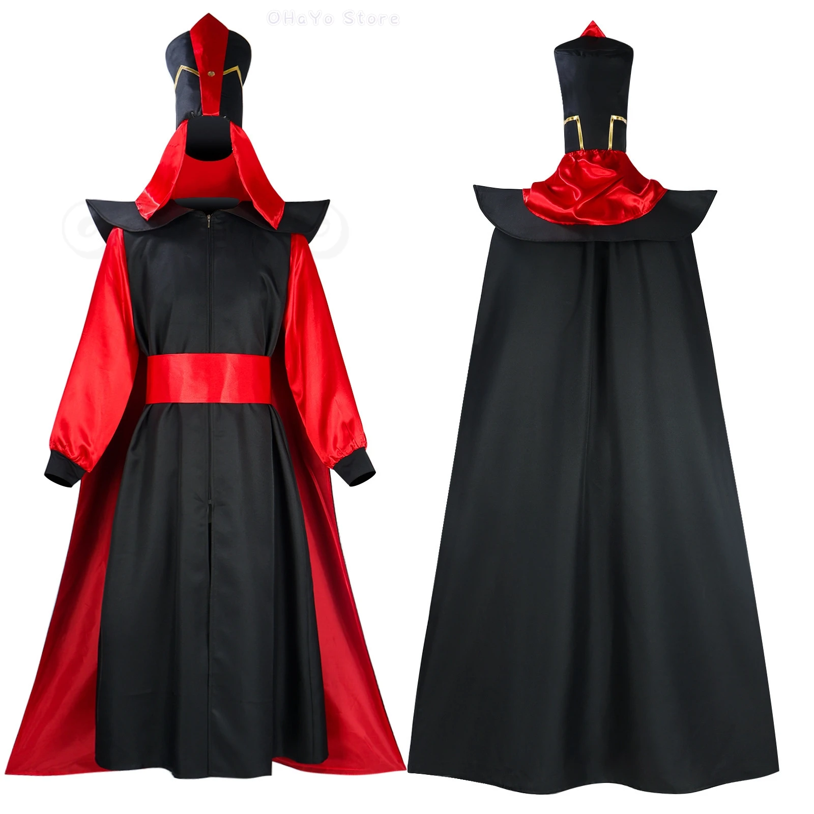 Anime Movie Fairytale Sorcerer Jafar Cosplay Costume Arab Outfits Set Halloween Fancy Suit Party Hat Villian Beard Roleplay