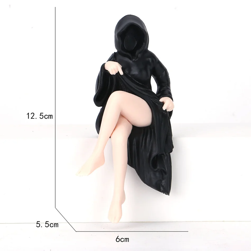 NEW Mysterious Statue Gothic Black Robe Queen Figure Bookshelf Sculpture Spooky Sitting Statues Desktop Ornaments Gifts Sexy 3d