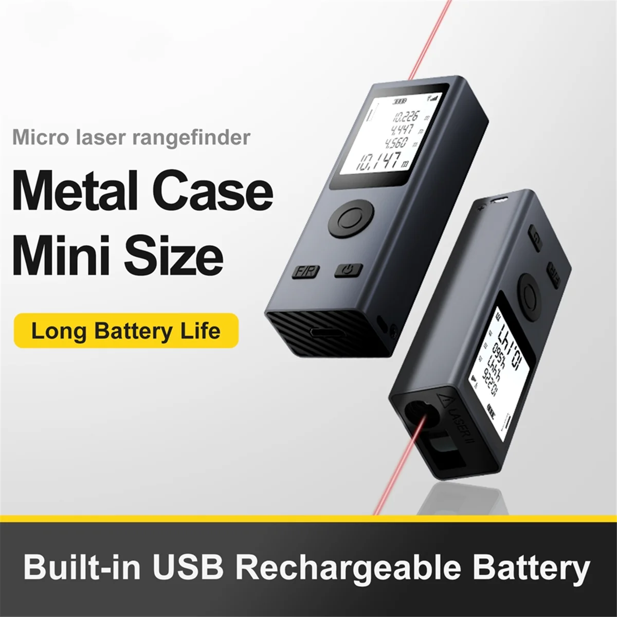 HHTL 50M MiniSmartLaserDistanceMeterMeasure Infrared Rangefinder USB Rechargeable Portable Handheld Laser Range Finder Tools