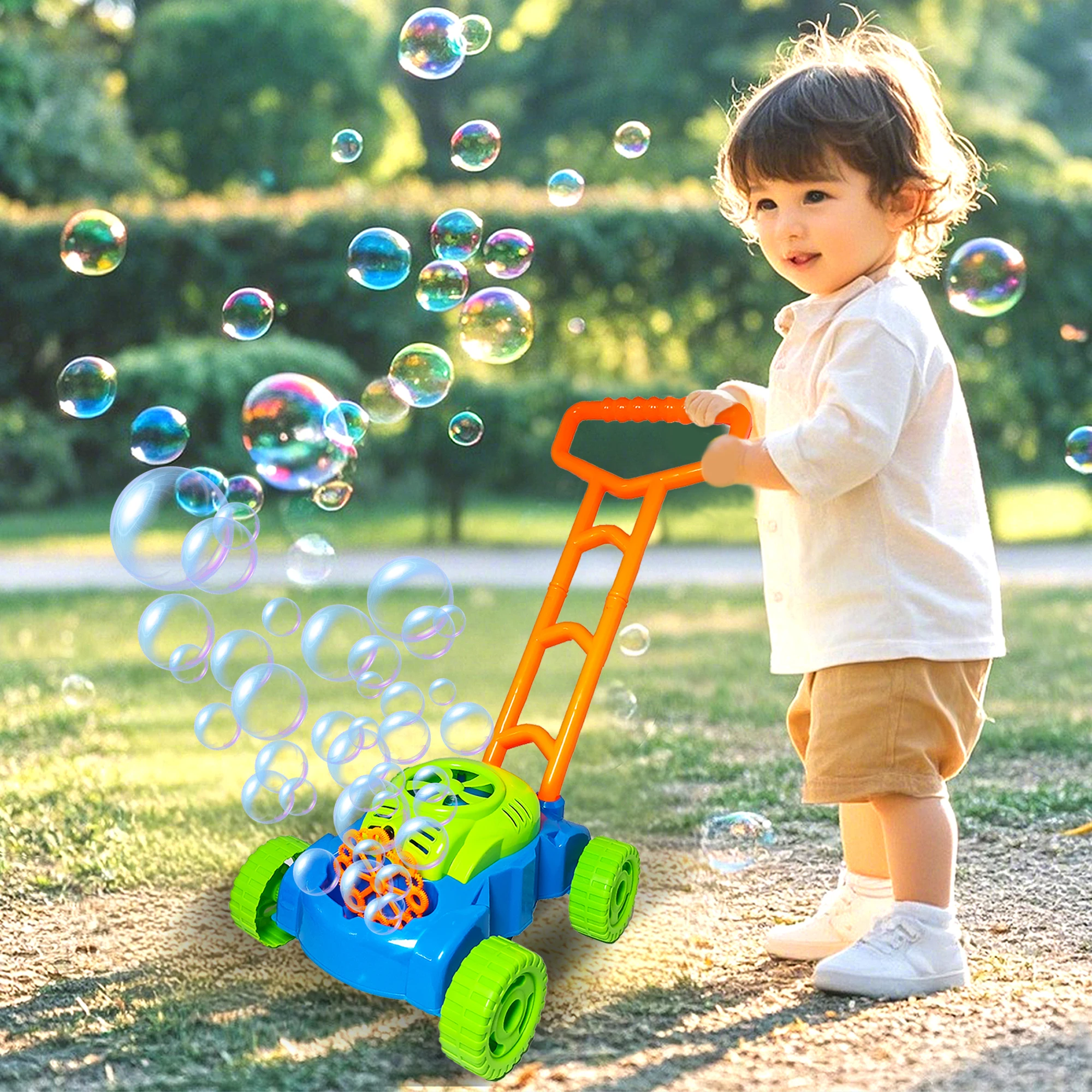 Spielzeug-Luftblasenmaschine für Kinder, Lauflernhilfe, Trolley für Jungen und Mädchen, interaktives neues vollautomatisches Laufspielzeug für den Außenbereich