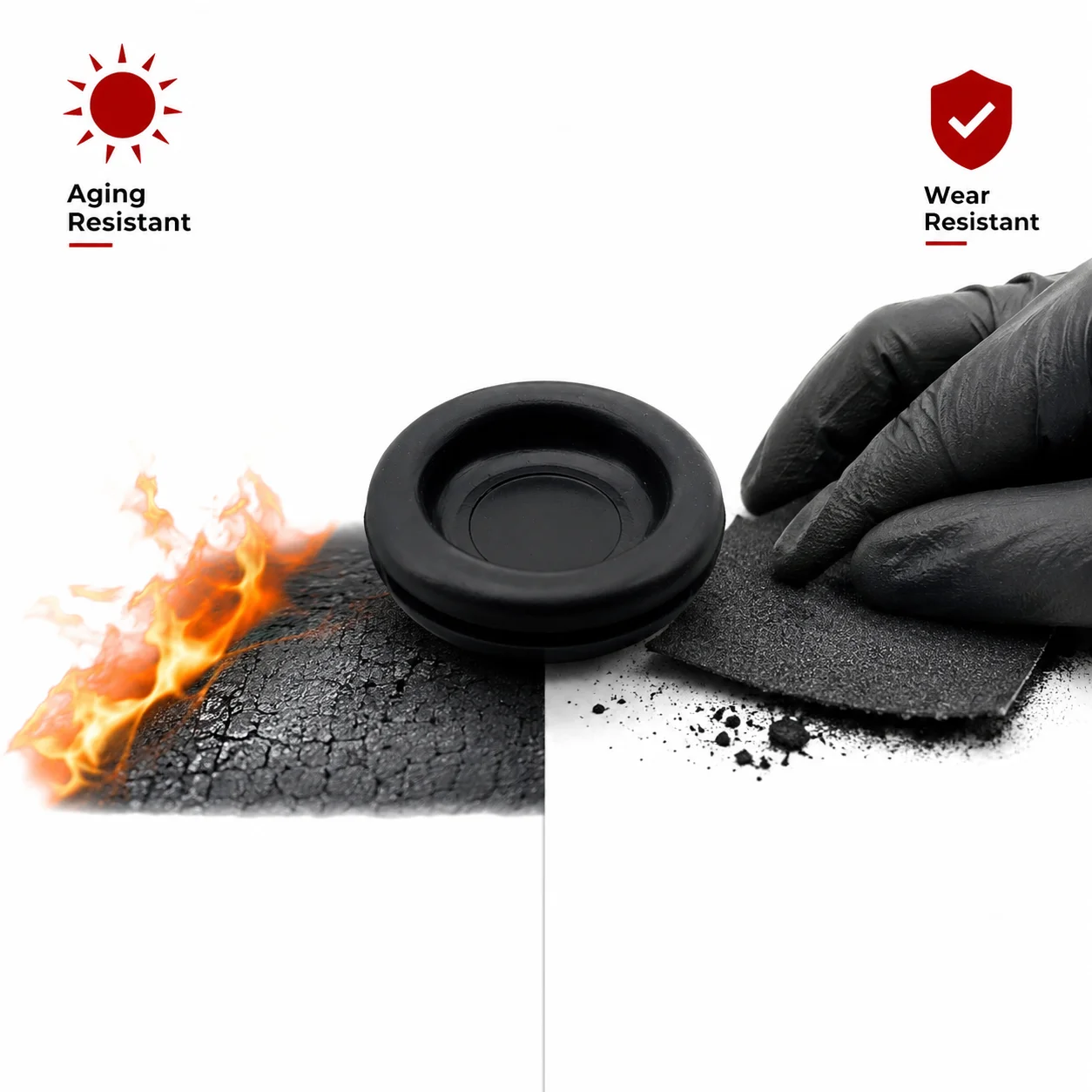 Black 200 Piece Rubber Combination Kit Sealing Ring, Water and Electricity Industrial Control Cable Protection Sealing Ring