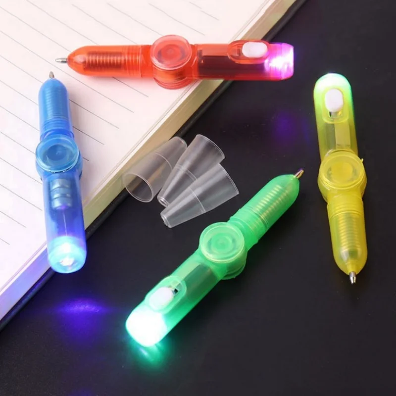 4pcs Fingertip Gyro Pen Set Decompression Rotating LED Light Ballpoint Pen Gift Toy with Built-in Light For Kids Boys Girls